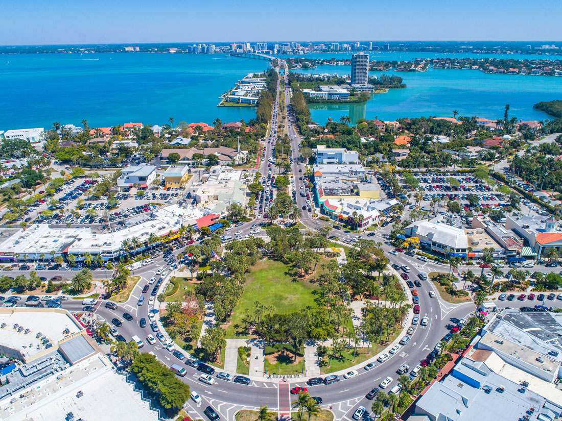 St. Armands is an upscale shopping and dining district